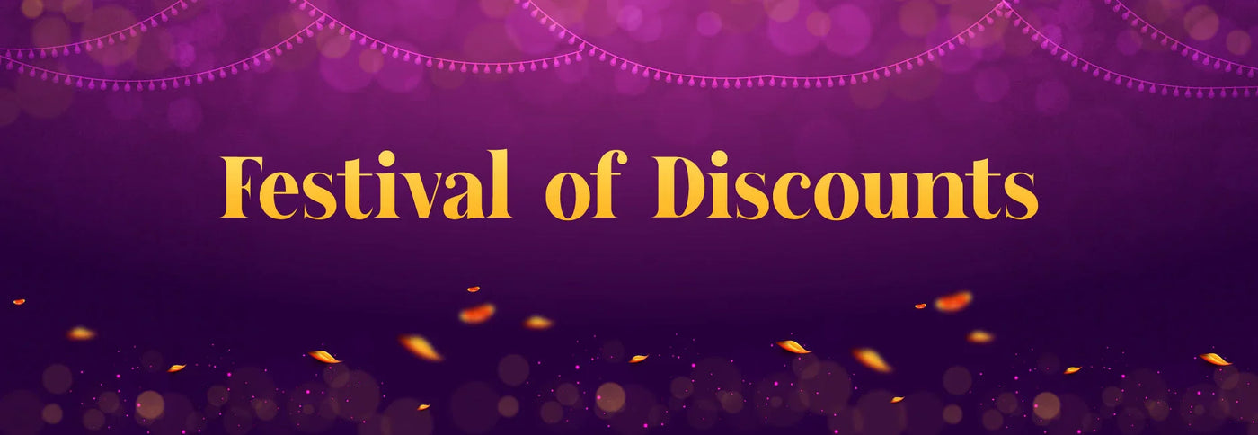 Shop Nutristar festival of discounts banner with purple festive background and golden text