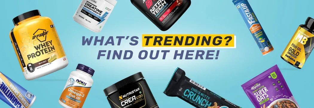 Shop trending health supplements like whey protein, fish oil, oats at Nutristar online store
