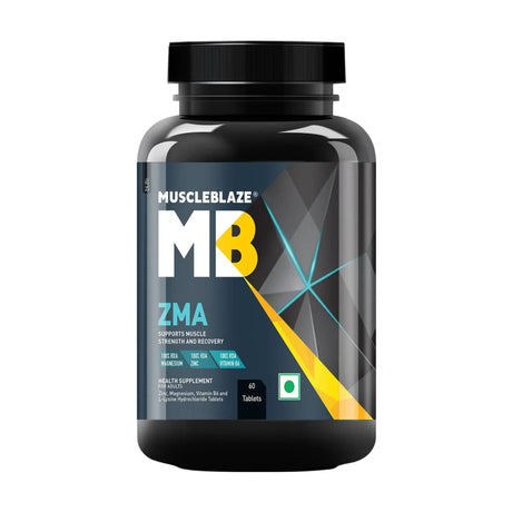 MuscleBlaze ZMA, For Muscle Strength & Recovery (zinc, Magnesium Aspartate, Vitamin B6) - 60 Tablets