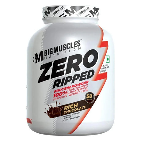 Big Muscles Nutrition ZERO RIPPED 100% Whey Protein Isolate, 4.4 Lbs