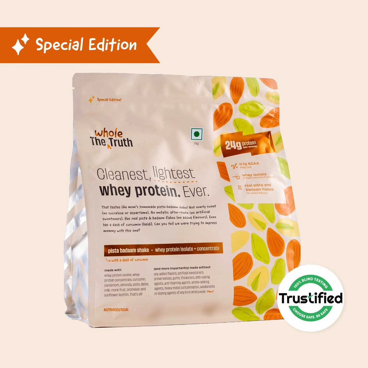 The Whole Truth 24g Whey Protein Concentrate - 1 Kg (Pack of 2)