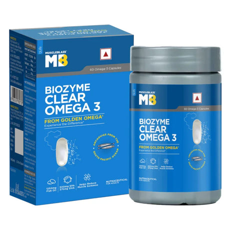 MuscleBlaze Biozyme Clear Omega-3, Fish Oil, 1250 mg Fish Oil - 60 capsules