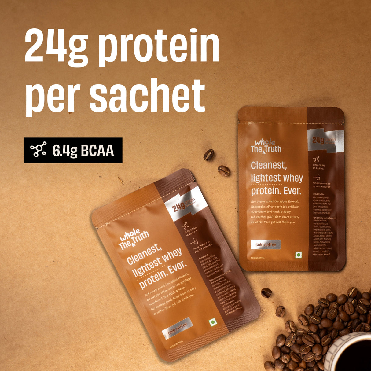 The Whole Truth 24g Travel Pack Whey Protein - Pack of 6