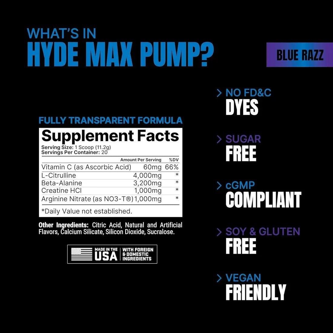 ProSupps Hyde Max Pump, Stim-Free Pre-Workout - 30 Servings