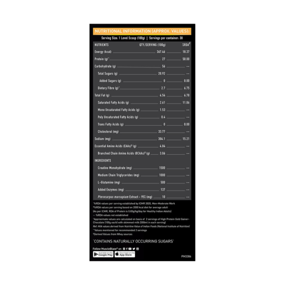 MuscleBlaze High Protein Gold Gainer - 2.7 kg (6 Lbs)