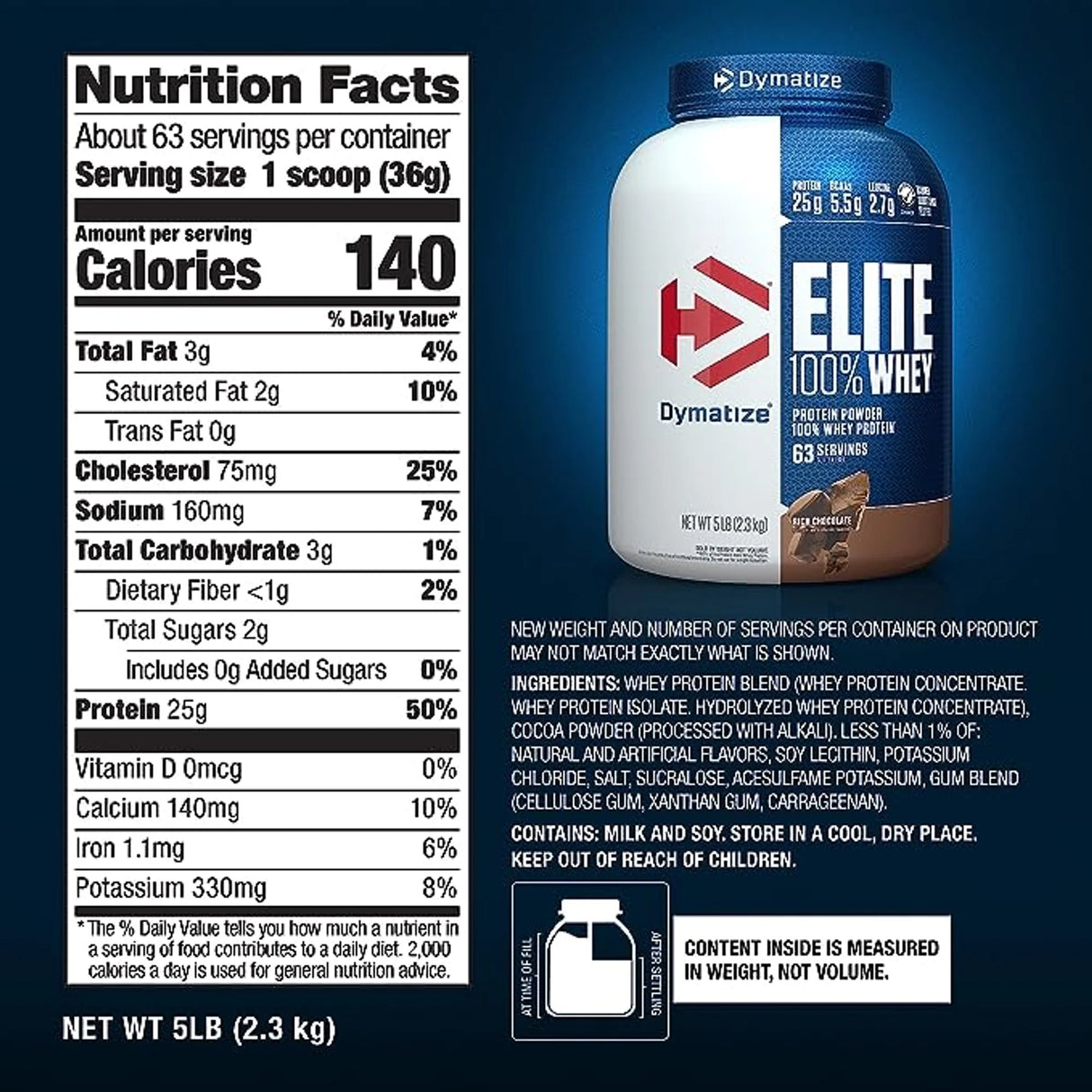 Dymatize Elite 100% Whey Protein 5 Lbs