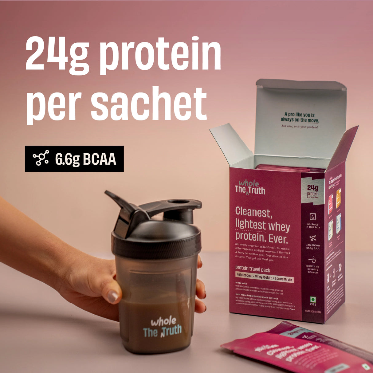 The Whole Truth 24g Travel Pack Whey Protein - Pack of 6