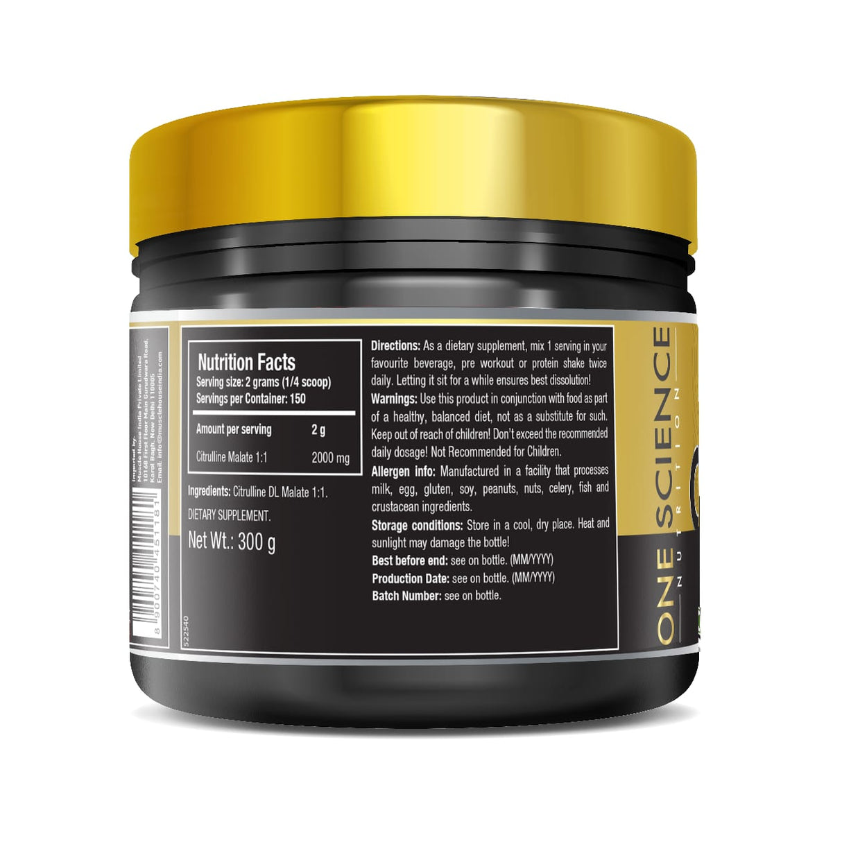 One Science Nutrition Pure Citrulline for Intense Workout with L-Citrulline - 300gm