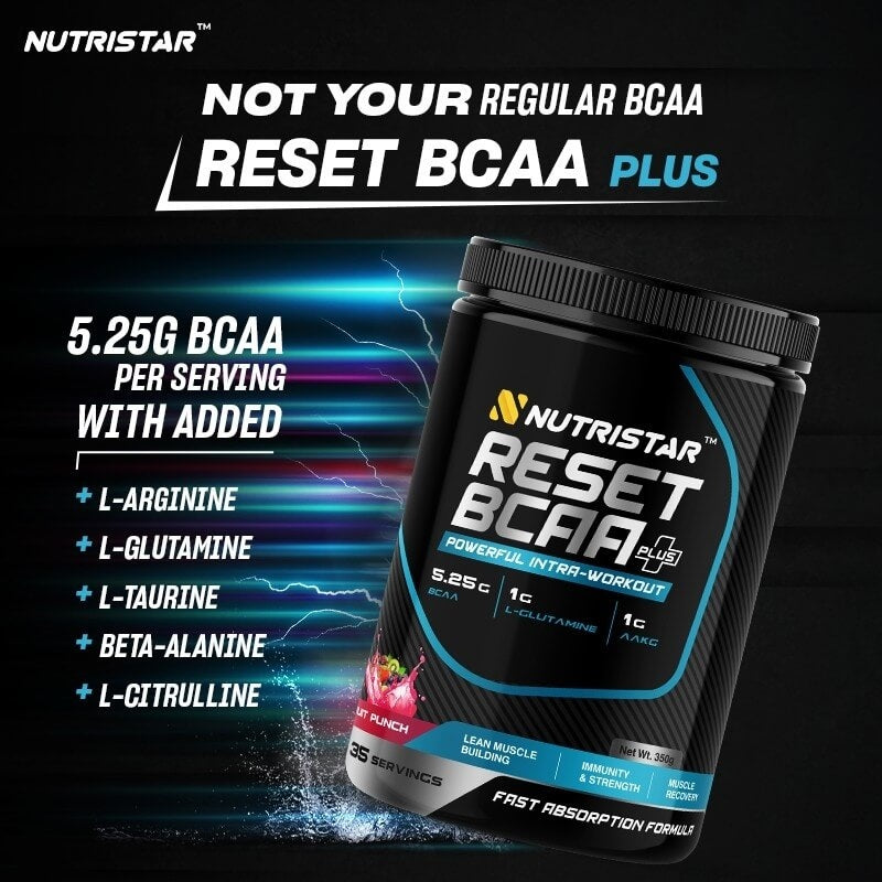 Nutristar Reset Bcaa Plus Powerful Intra Workout - 35 Servings (With Added Beta-Alanine, L-Citrulline, AAKG & Glutamine)