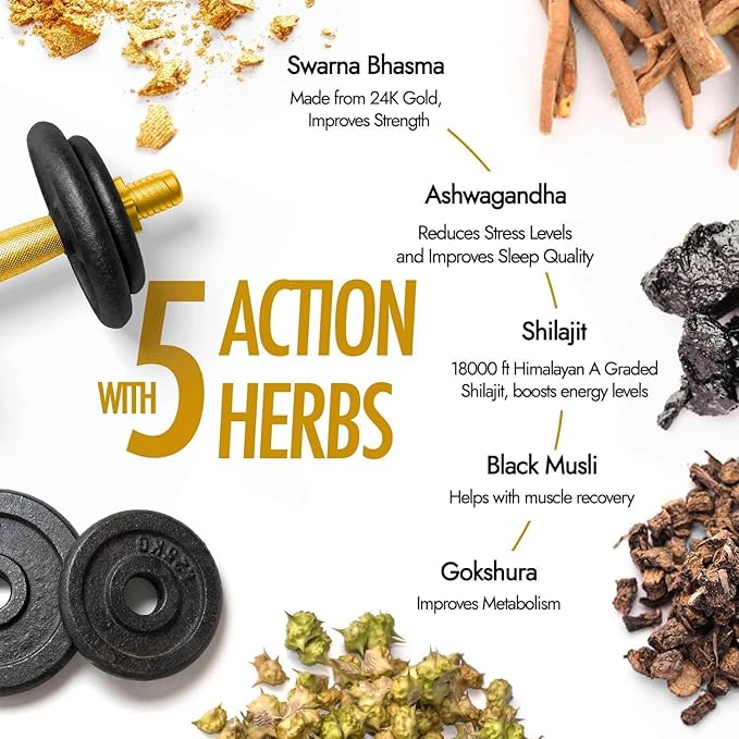 Kapiva Him Foods Shilajit Gold (Helps in Boosting Stamina) 60 Capsules