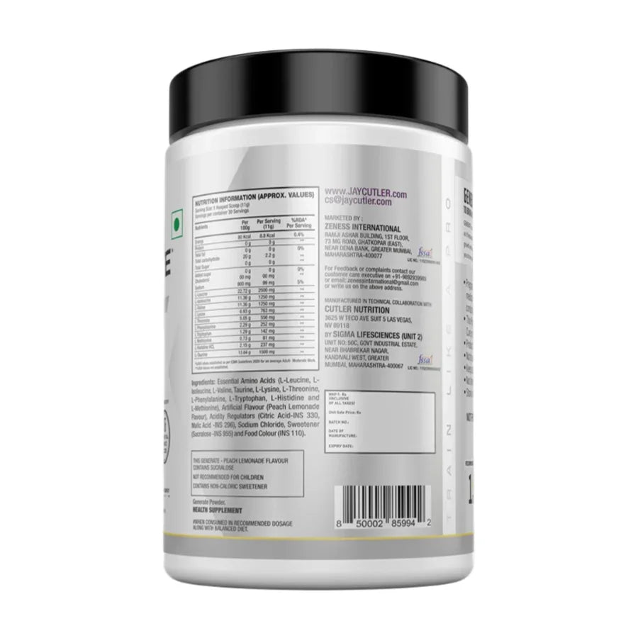 Cutler Nutrition Generate EAA and BCAA Powder - 30 Servings