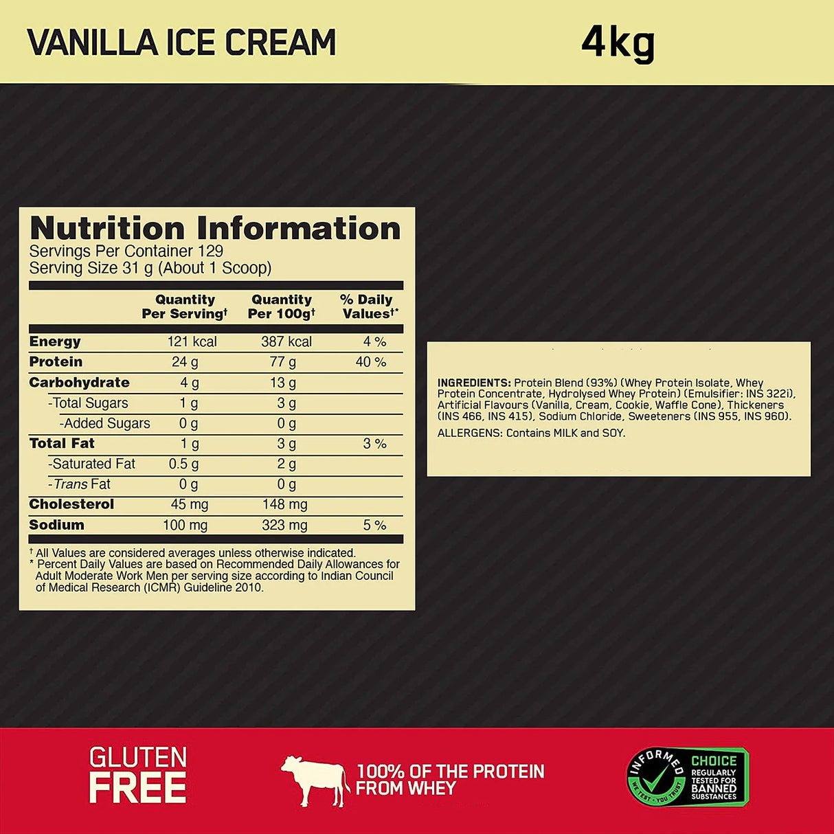 Optimum Nutrition (ON) Gold Standard 100% Whey 8.8 Lbs