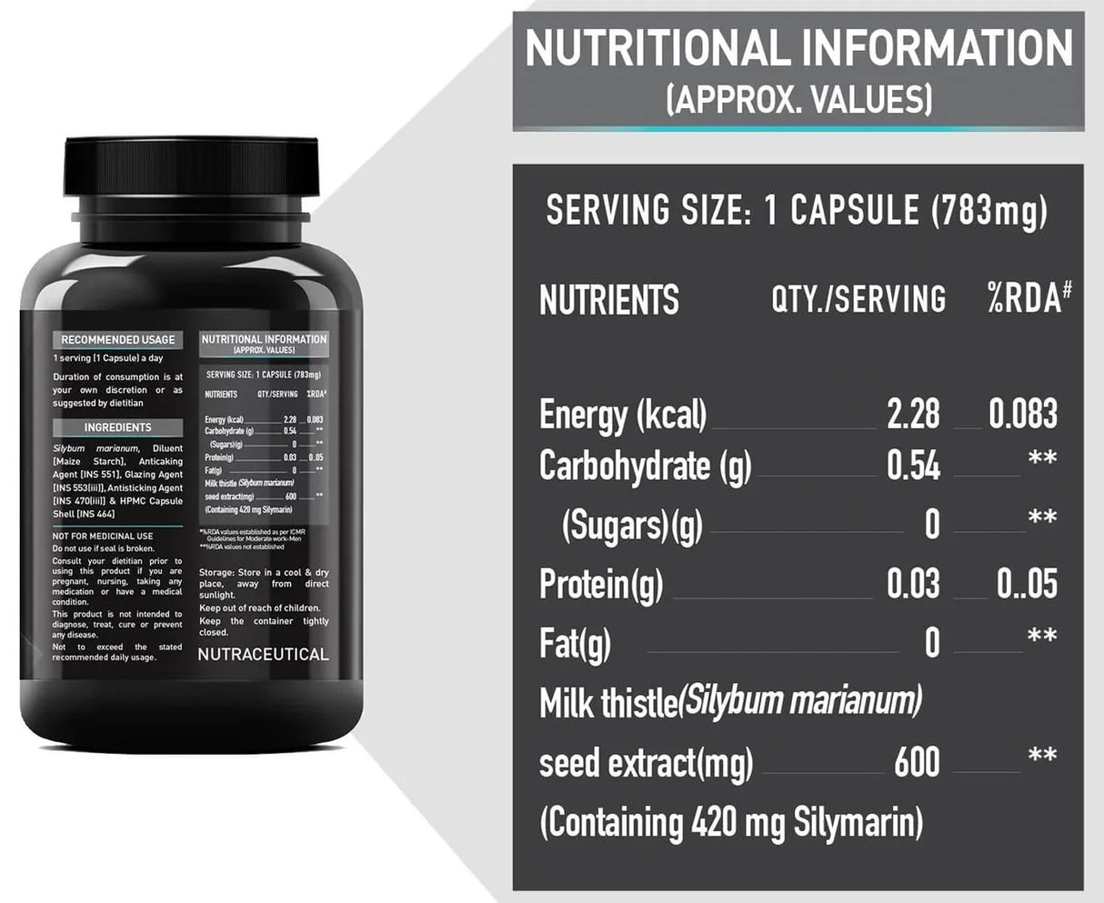 MuscleBlaze Milk Thistle Support Liver Health - 60 Capsules