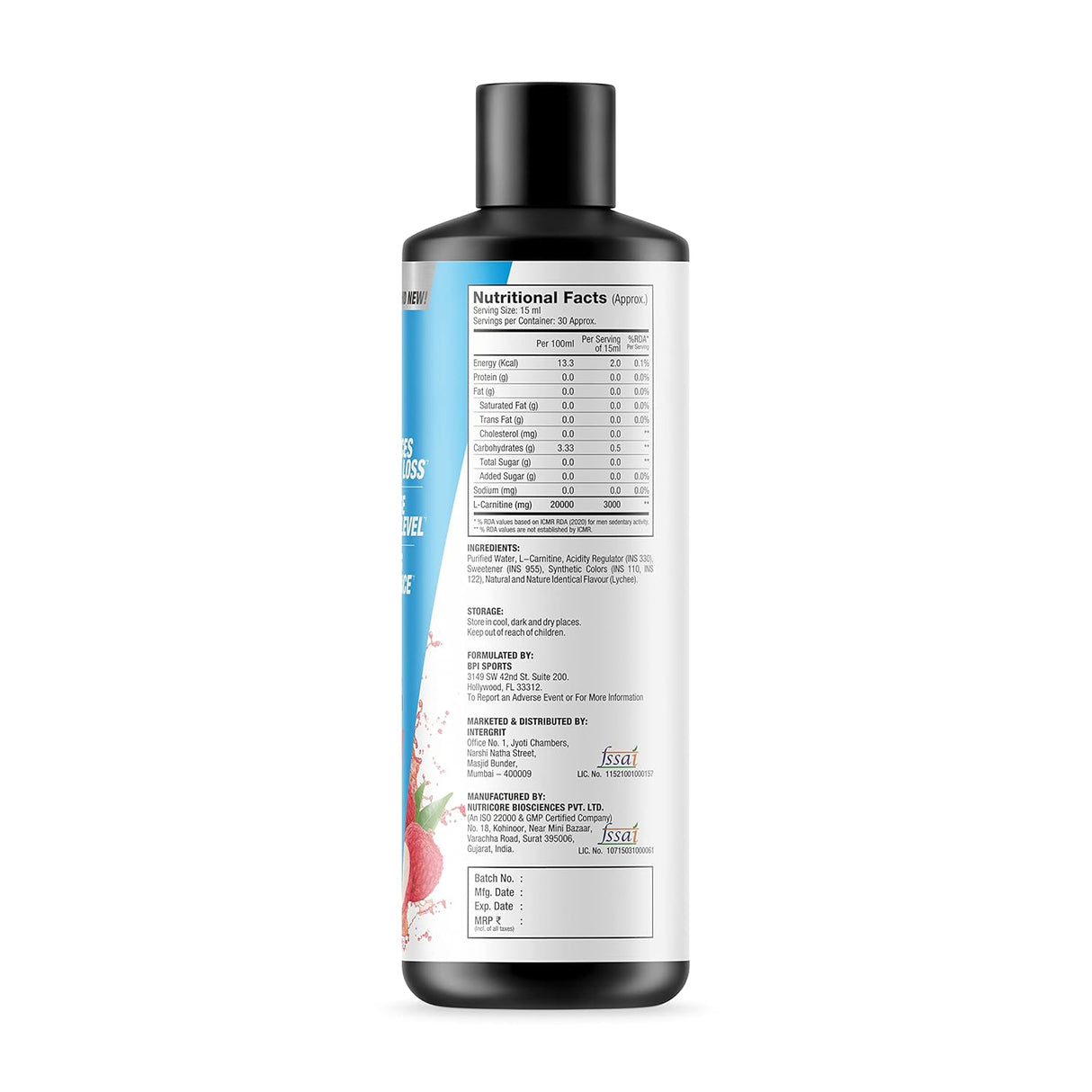 BPI Sports Liquid L-Carnitine 3000 mg - 30 Servings