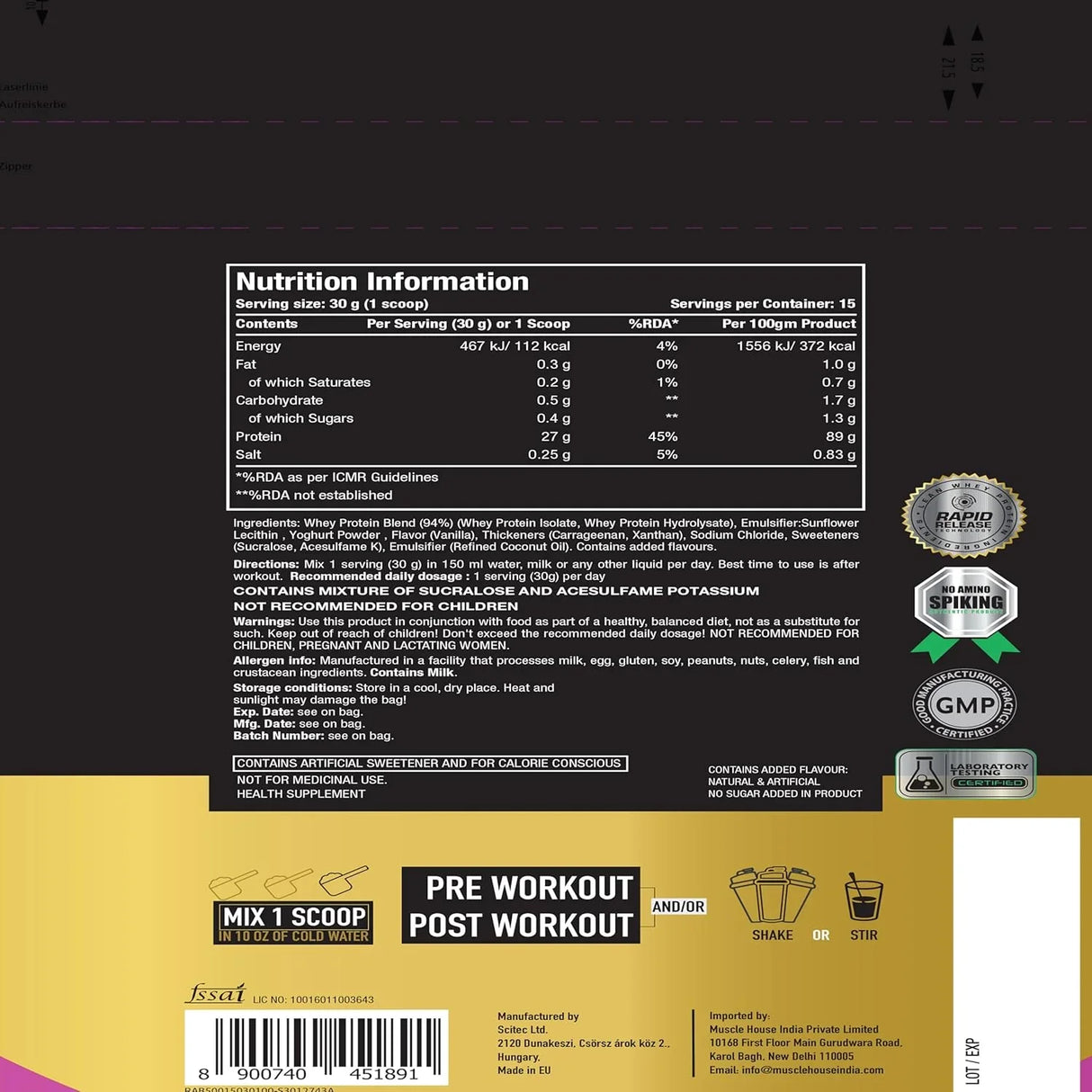 One Science ISO GOLD Whey Protein Isolate - 1 Lbs