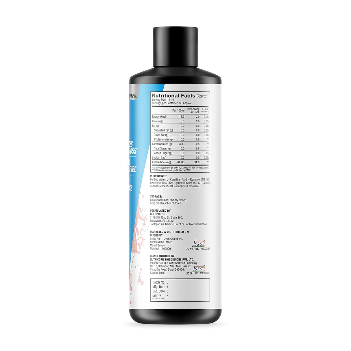 BPI Sports Liquid L-Carnitine 3000 mg - 30 Servings