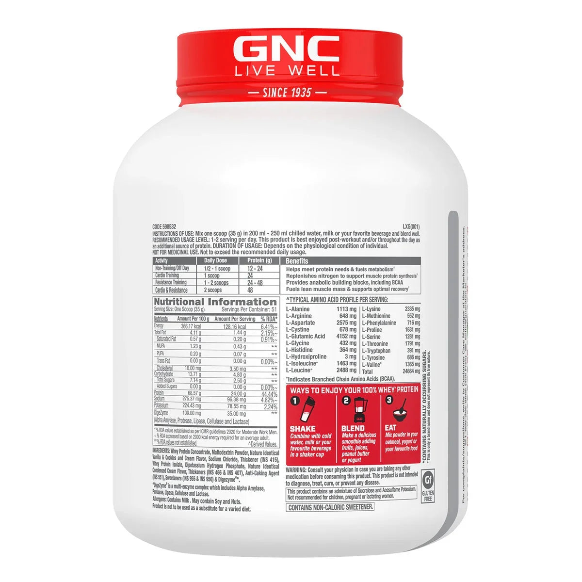 GNC Pro Performance 100% Whey Protein - 4 Lbs