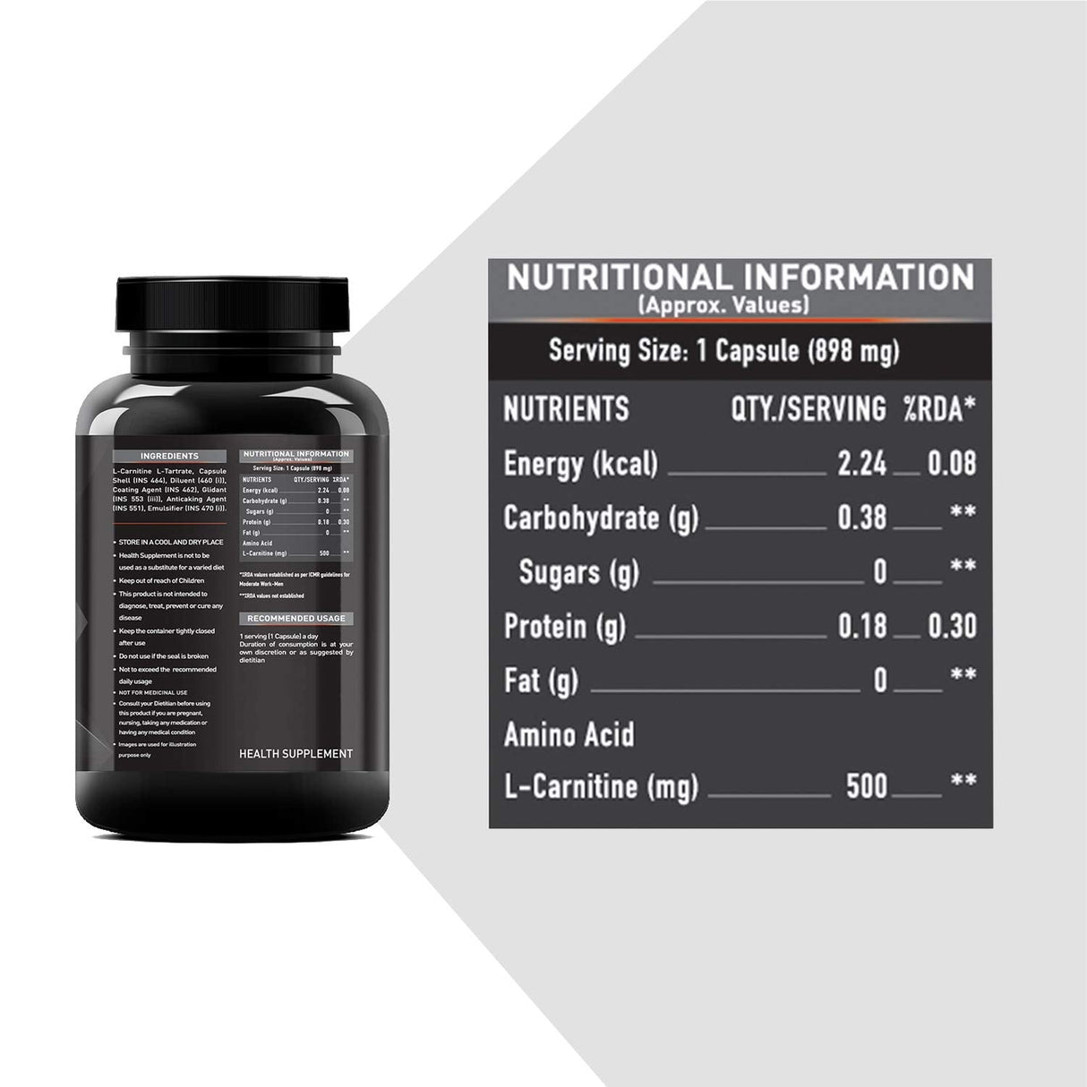 MuscleBlaze L-Carnitine L-Tartrate - 120 Capsules