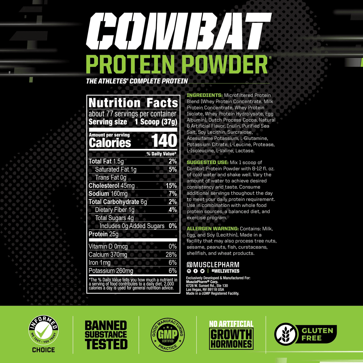 MusclePharm Combat Powder Blend- 6.2 Lbs