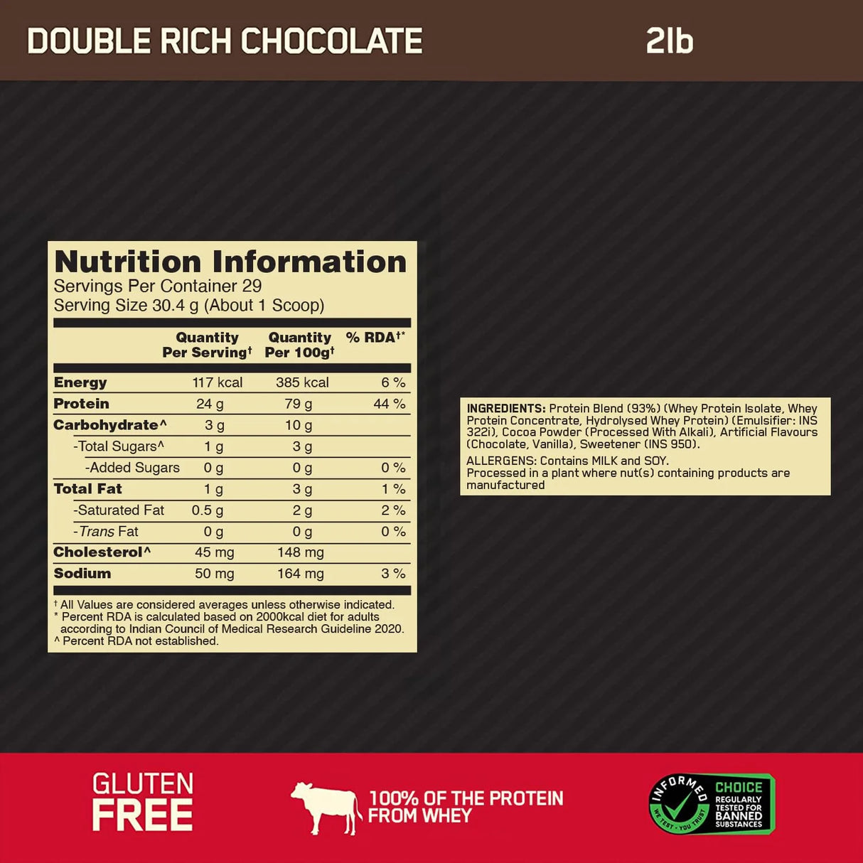 Optimum Nutrition (ON) Gold Standard 100% Whey 2 Lbs
