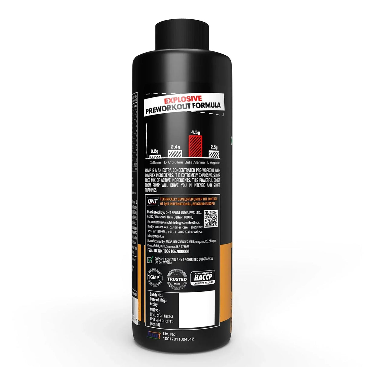 QNT Pump Extra Concentrated Liquid Pre Workout - 30 Servings