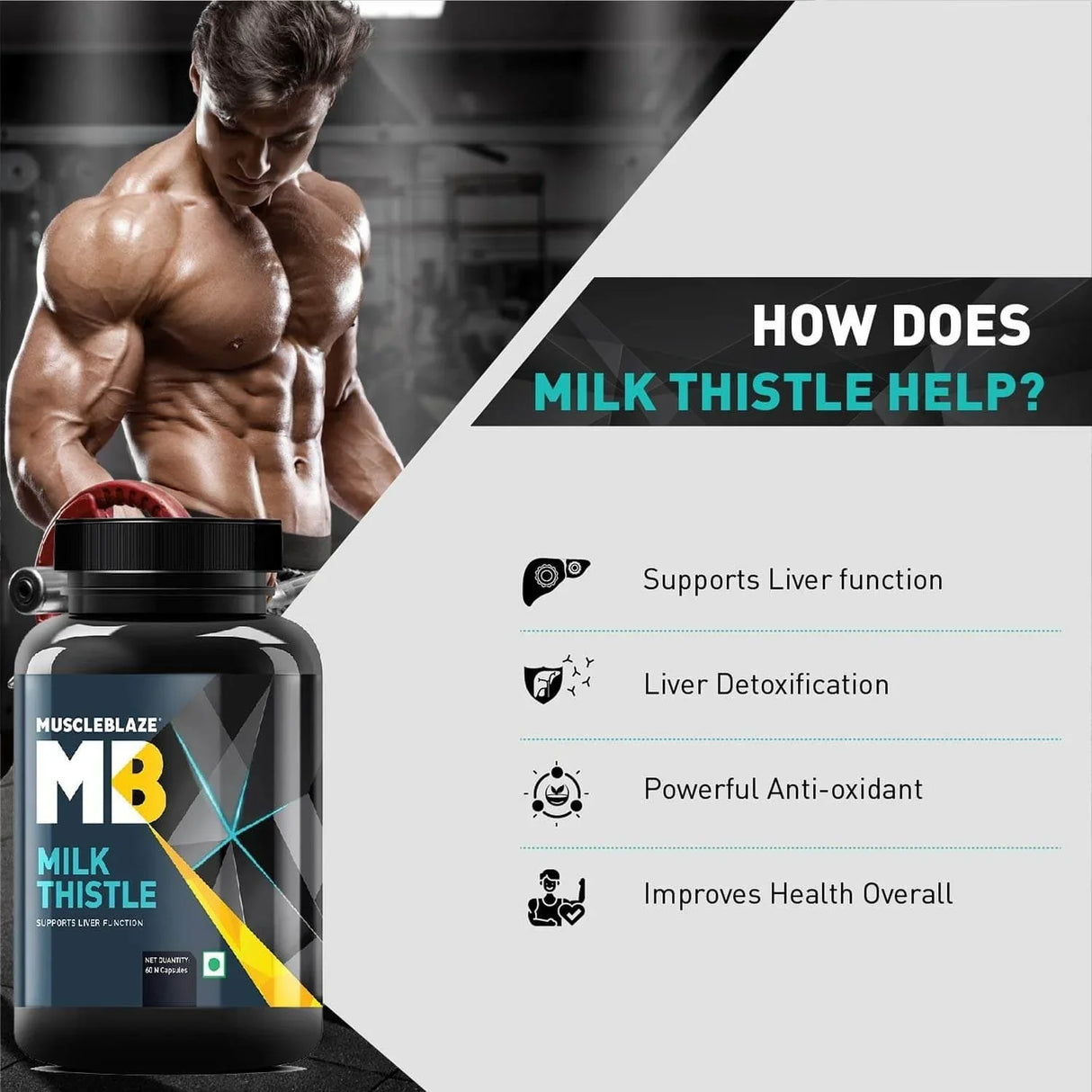 MuscleBlaze Milk Thistle Support Liver Health - 60 Capsules