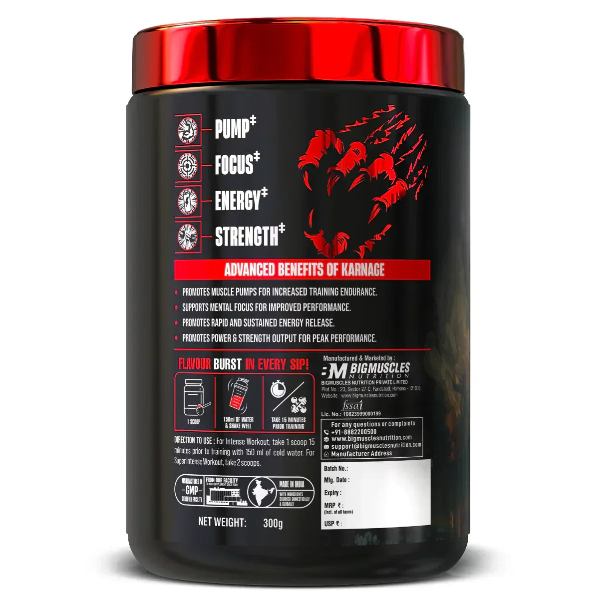 Big muscles Nutrition Karnage Pre-workout, 60 Servings