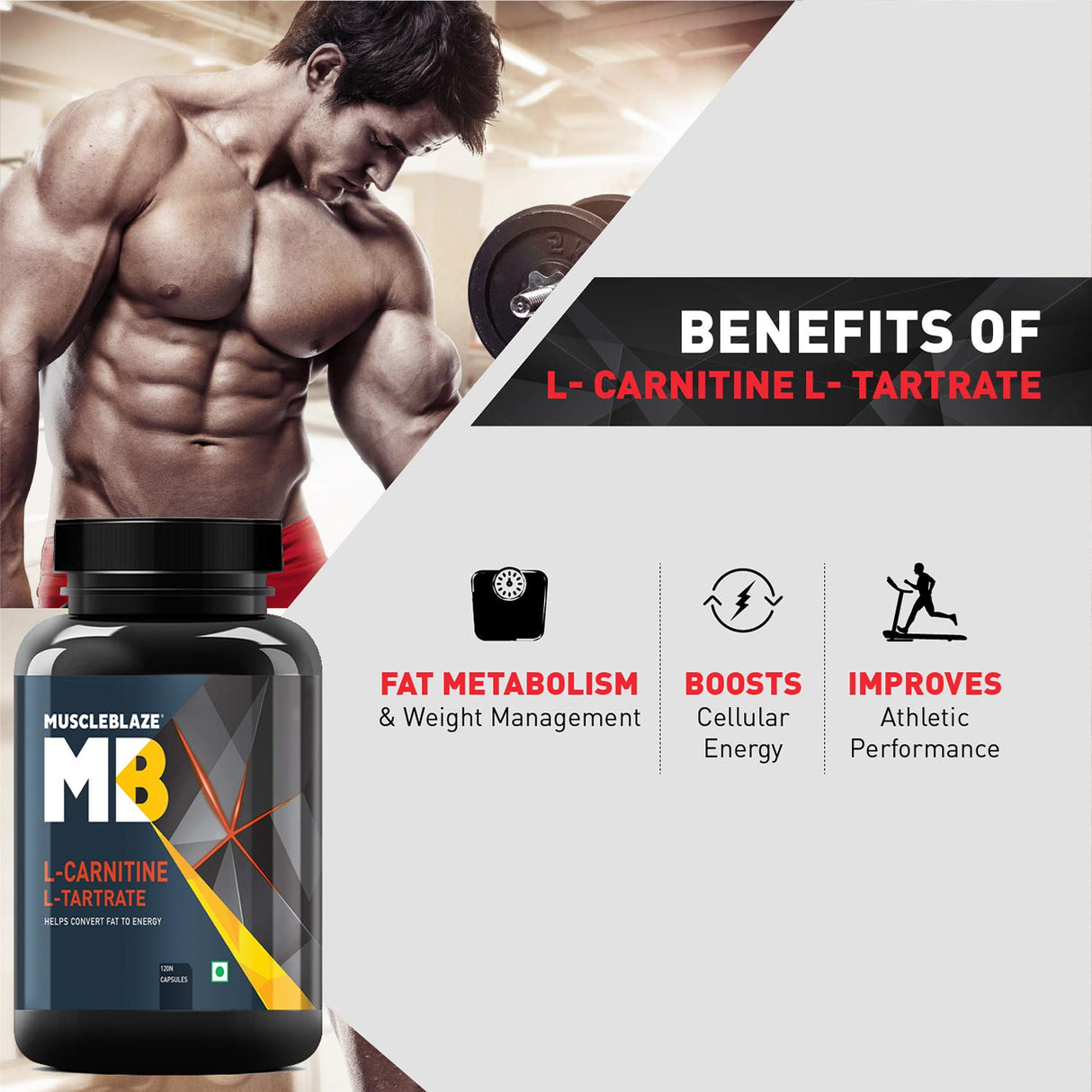 MuscleBlaze L-Carnitine L-Tartrate - 120 Capsules