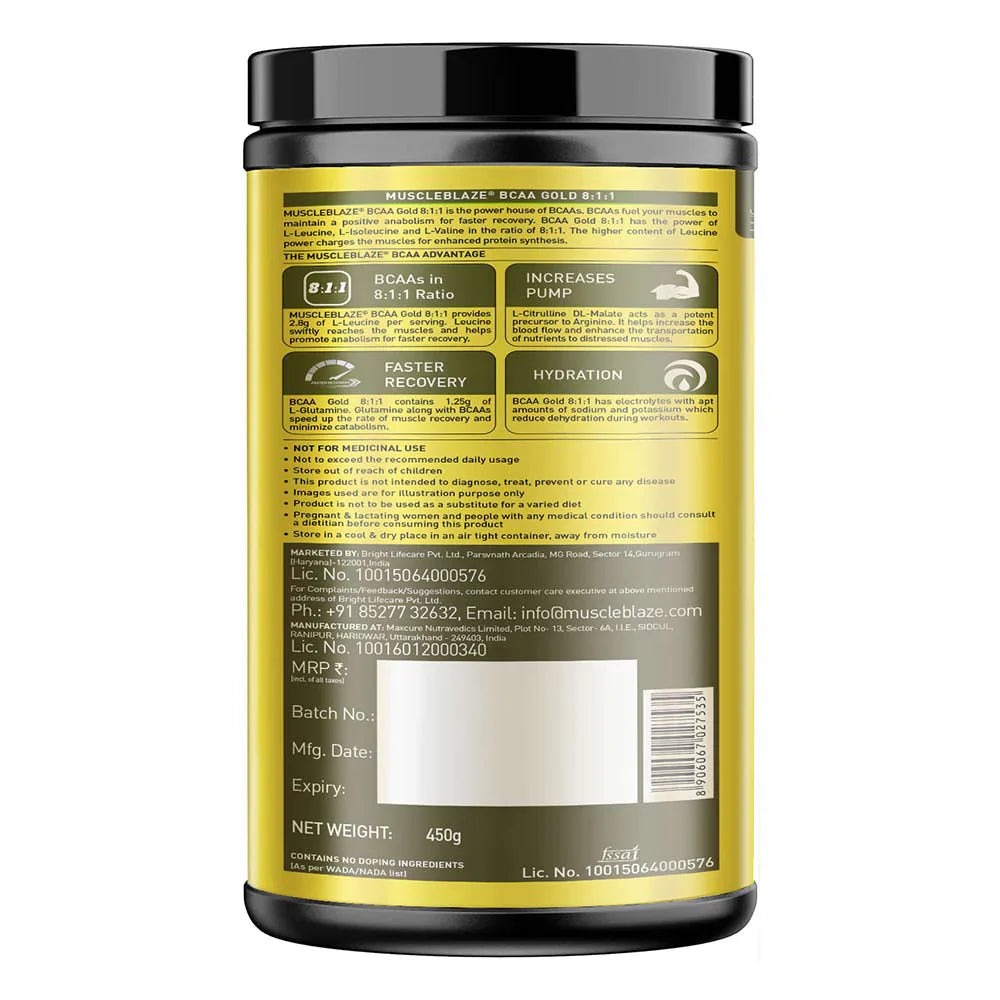 MuscleBlaze BCAA Gold 8:1:1 450 Gms