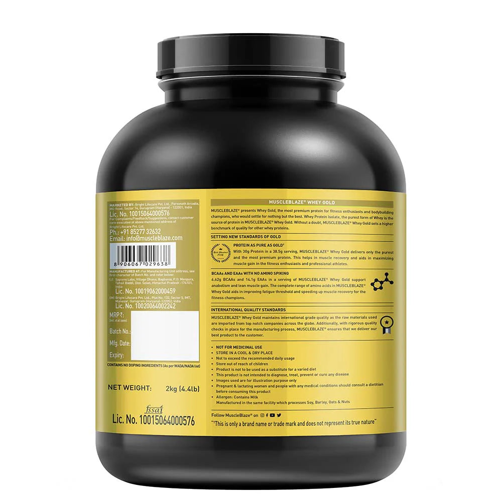 MuscleBlaze Whey Gold 100% Whey Isolate 2 Kg