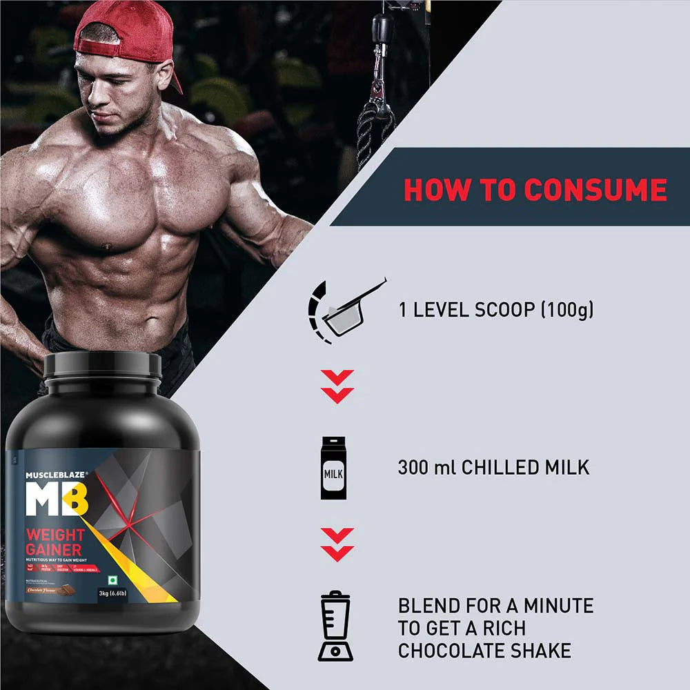 MuscleBlaze Weight Gainer with Added Digezyme, 6.6 Lbs
