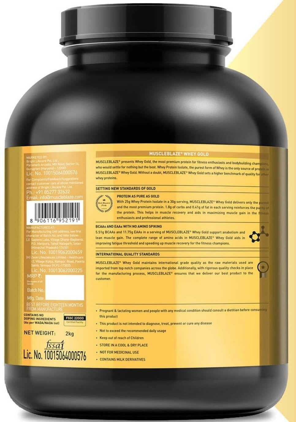 MuscleBlaze Whey Gold 100% Whey Isolate 2 Kg