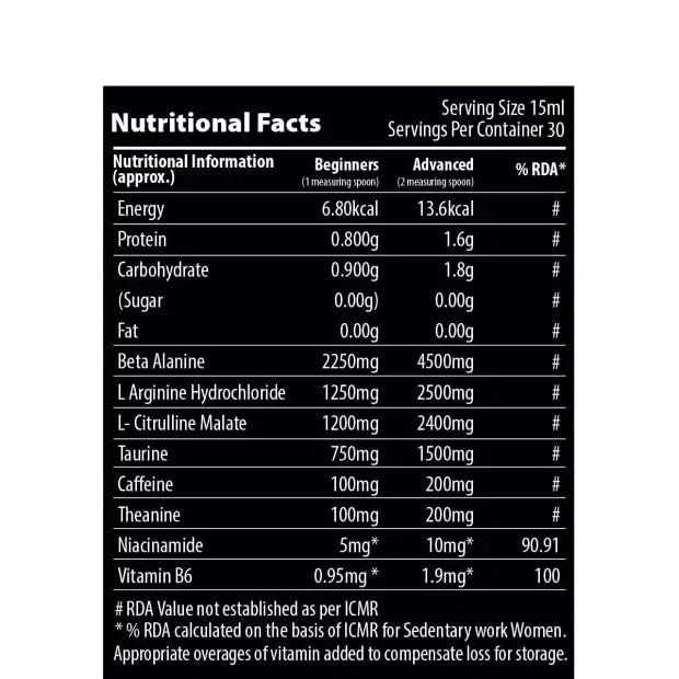 QNT Pump Extra Concentrated Liquid Pre Workout - 30 Servings