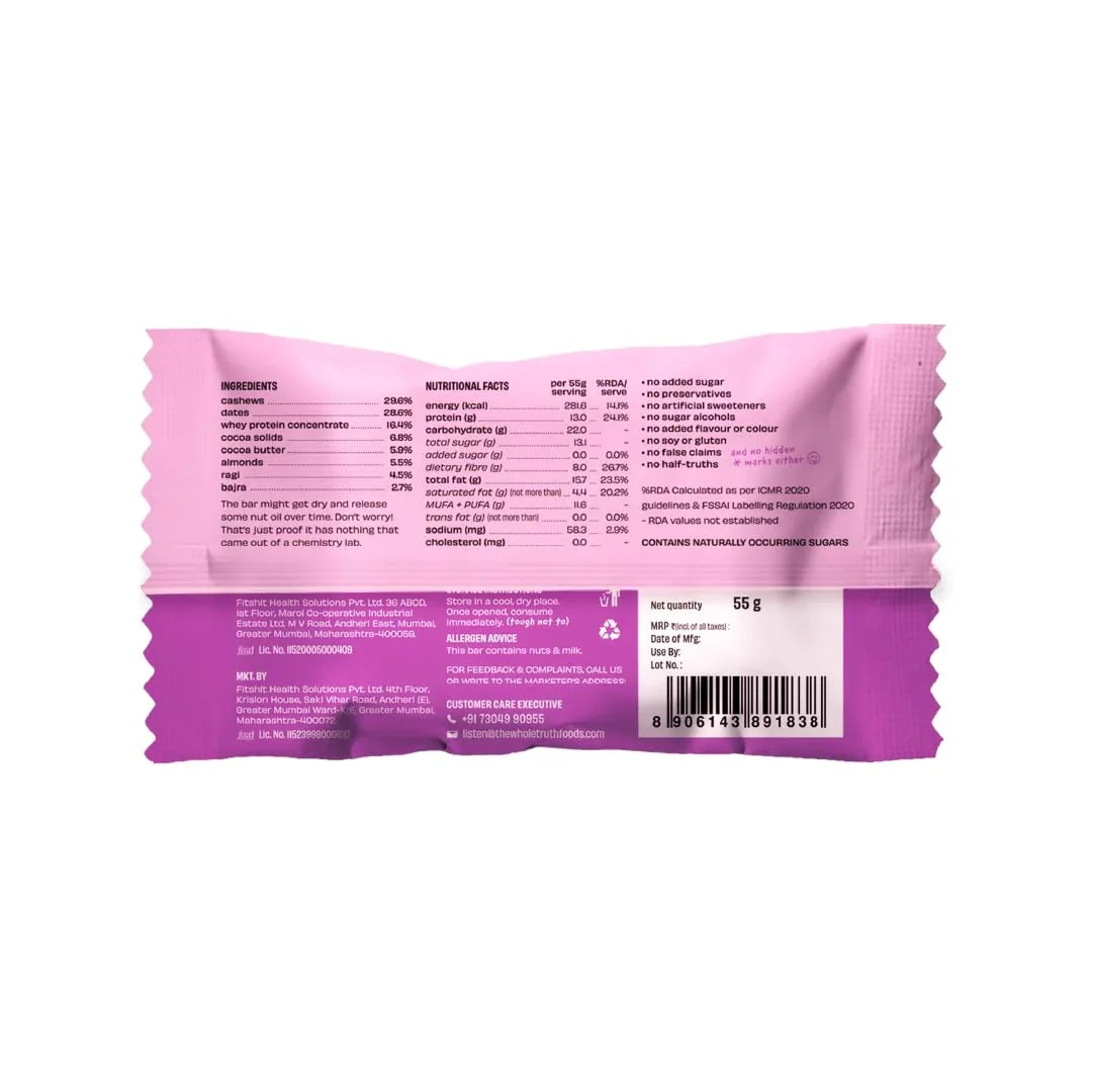 The Whole Truth Millet Cocoa Protein Bar - 55g