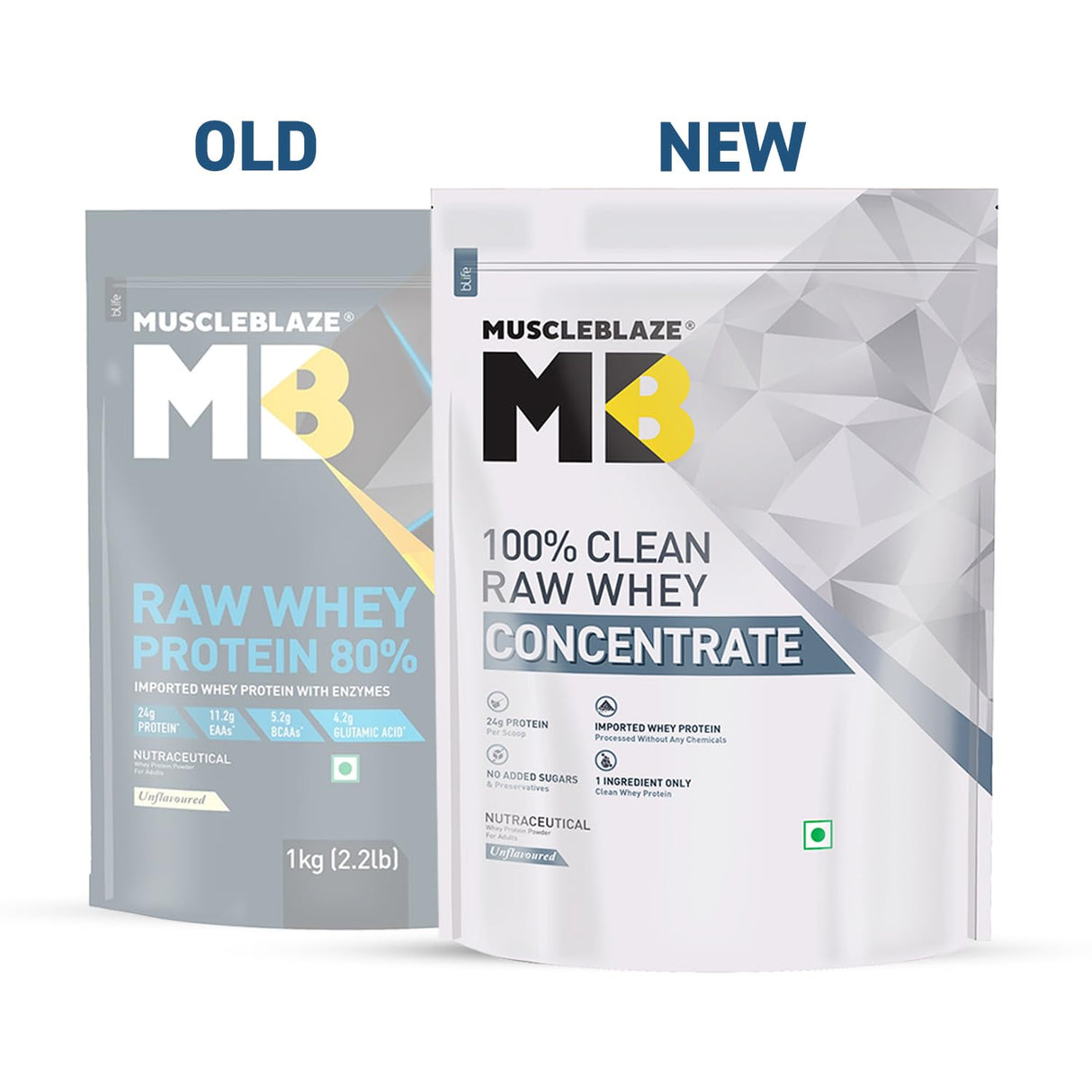 MuscleBlaze 100% Clean Raw Whey Concentrate - 2.2 Lbs