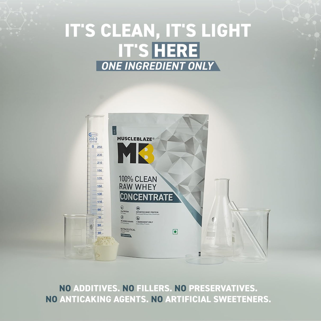 MuscleBlaze 100% Clean Raw Whey Concentrate - 2.2 Lbs
