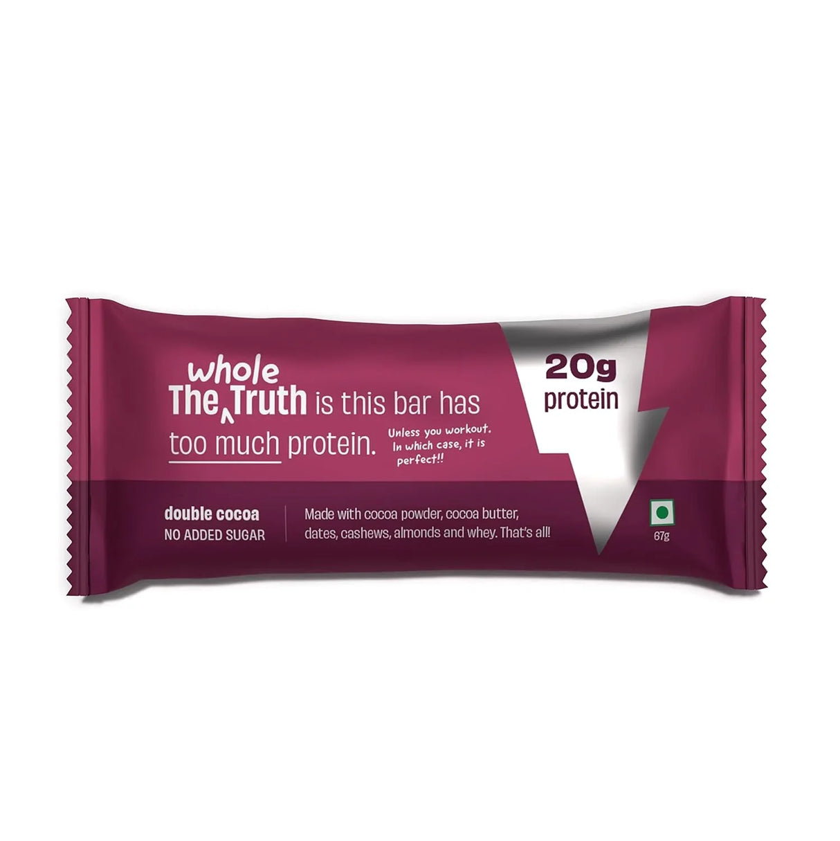The Whole Truth - Protein Bars | Pack of 6 x 67g each | No Added Sugar | No Preservatives | No Artificial Sweeteners |