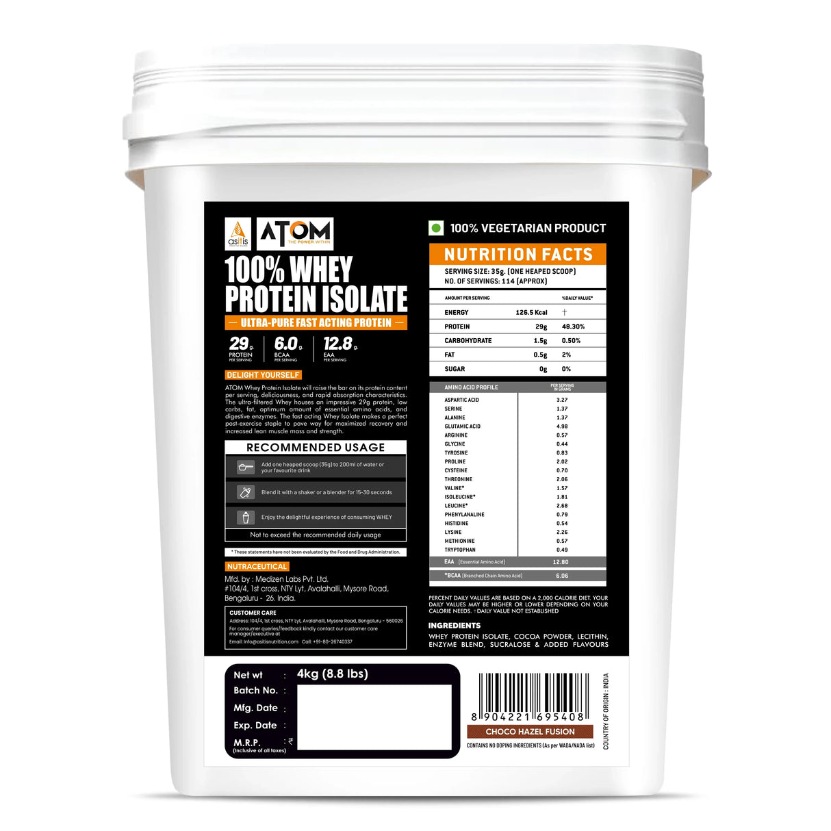 AS-IT-IS ATOM 100% Whey Protein Isolate -4 Kg