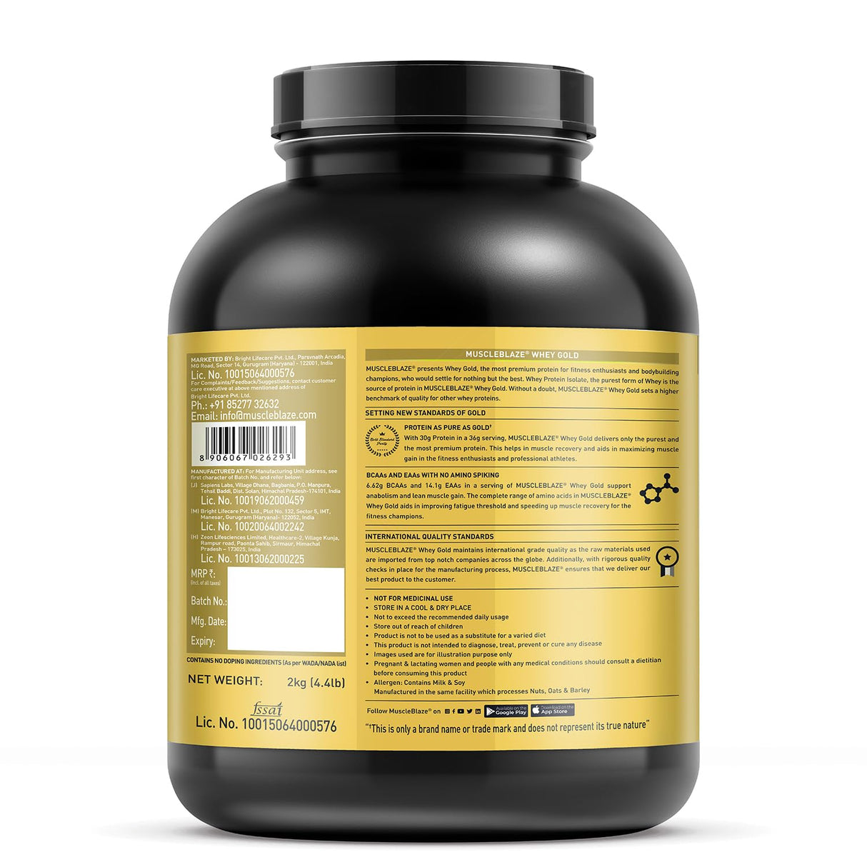 MuscleBlaze Whey Gold 100% Whey Isolate 2 Kg