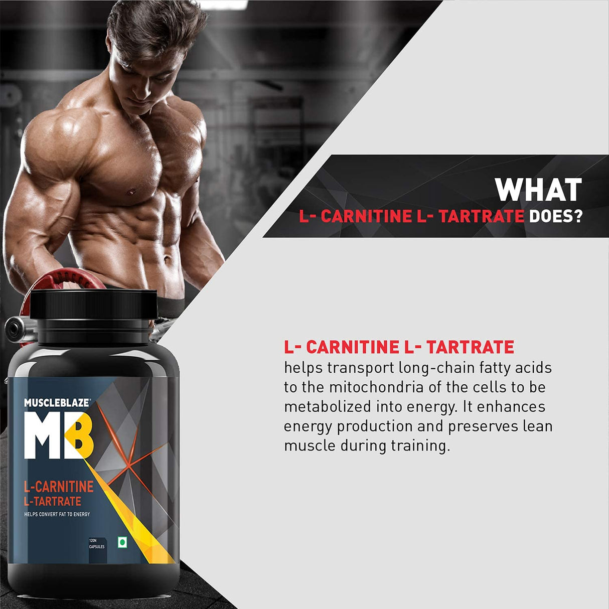 MuscleBlaze L-Carnitine L-Tartrate - 120 Capsules