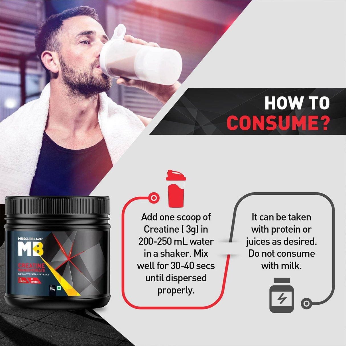 MuscleBlaze Creatine, 250 Gms (Unflavoured)