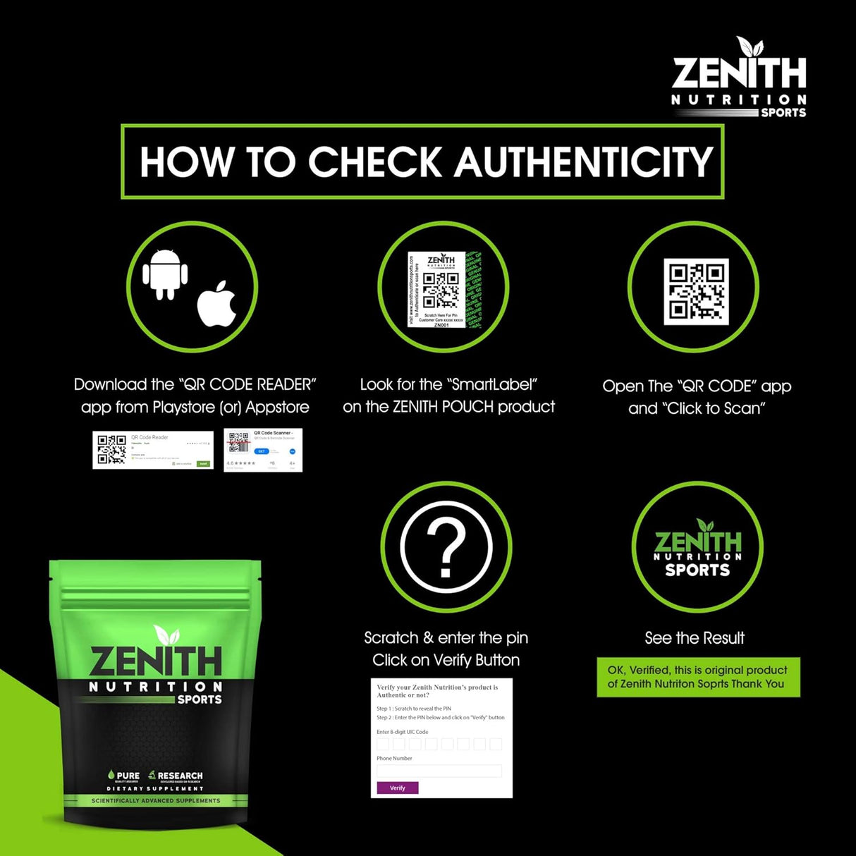 Zenith Nutrition Whey Protein with Enzymes for Digestion | 26g protein 1 Kg