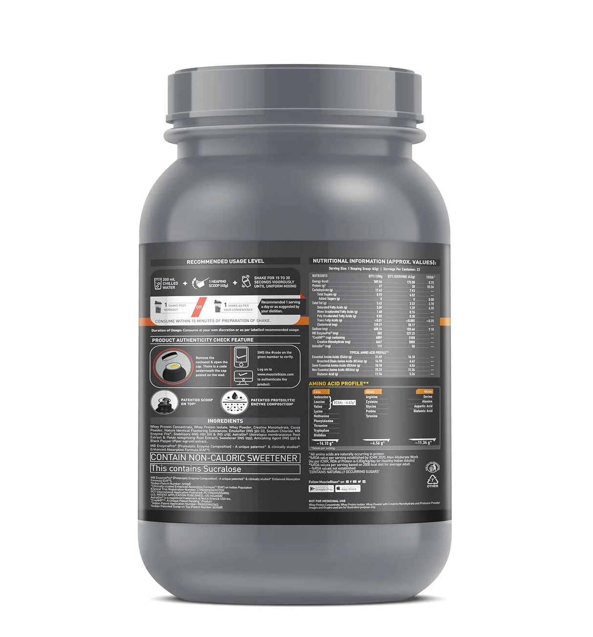 MuscleBlaze Biozyme Performance Whey Protein PR - 2.2 Lbs