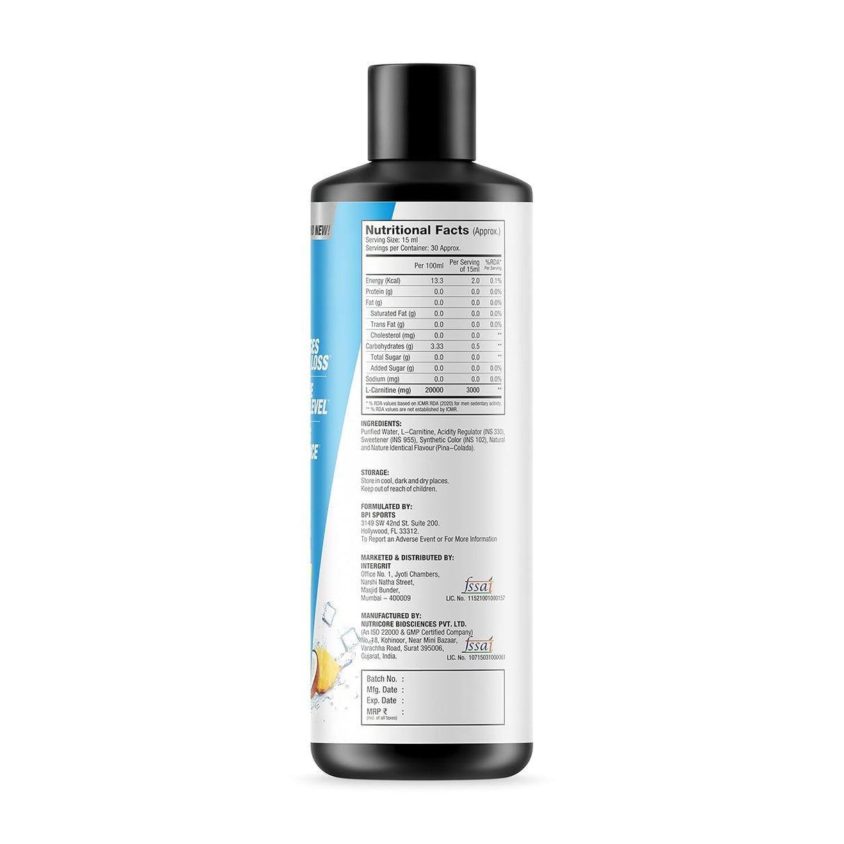 BPI Sports Liquid L-Carnitine 3000 mg - 30 Servings