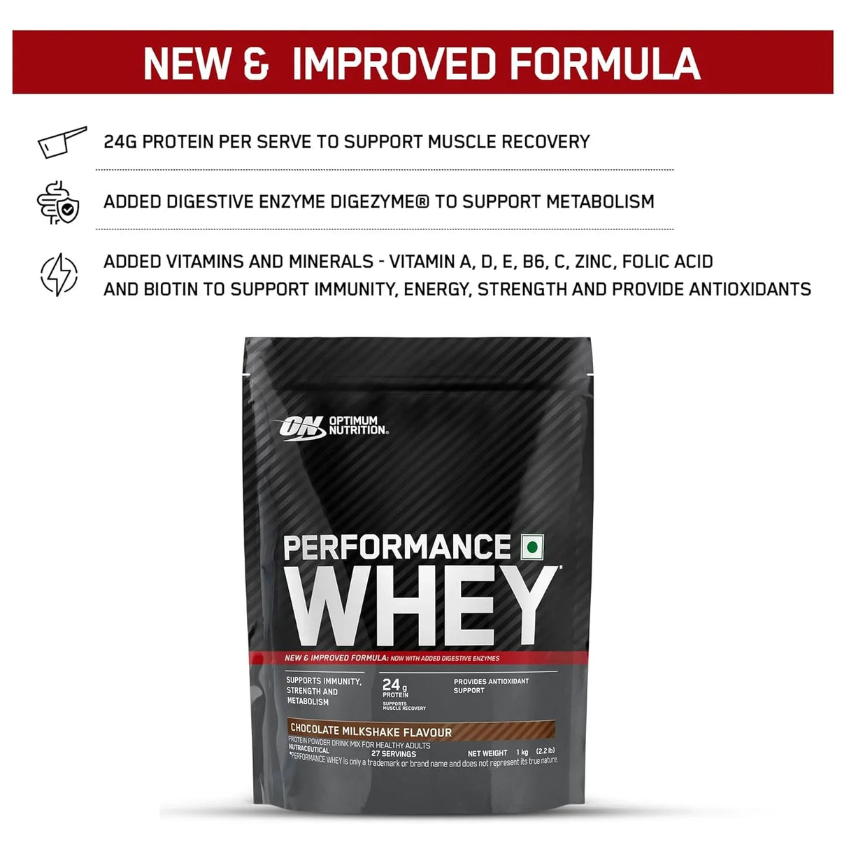 Optimum Nutrition (ON) Performance Whey Protein Powder , 1 kg