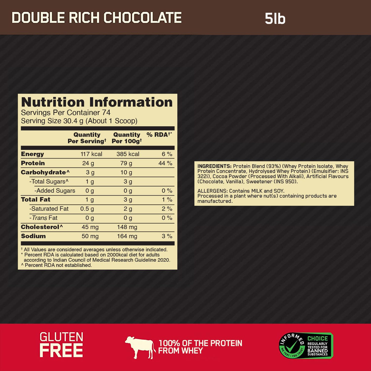 Optimum Nutrition (ON) Gold Standard 100% Whey 5 Lbs