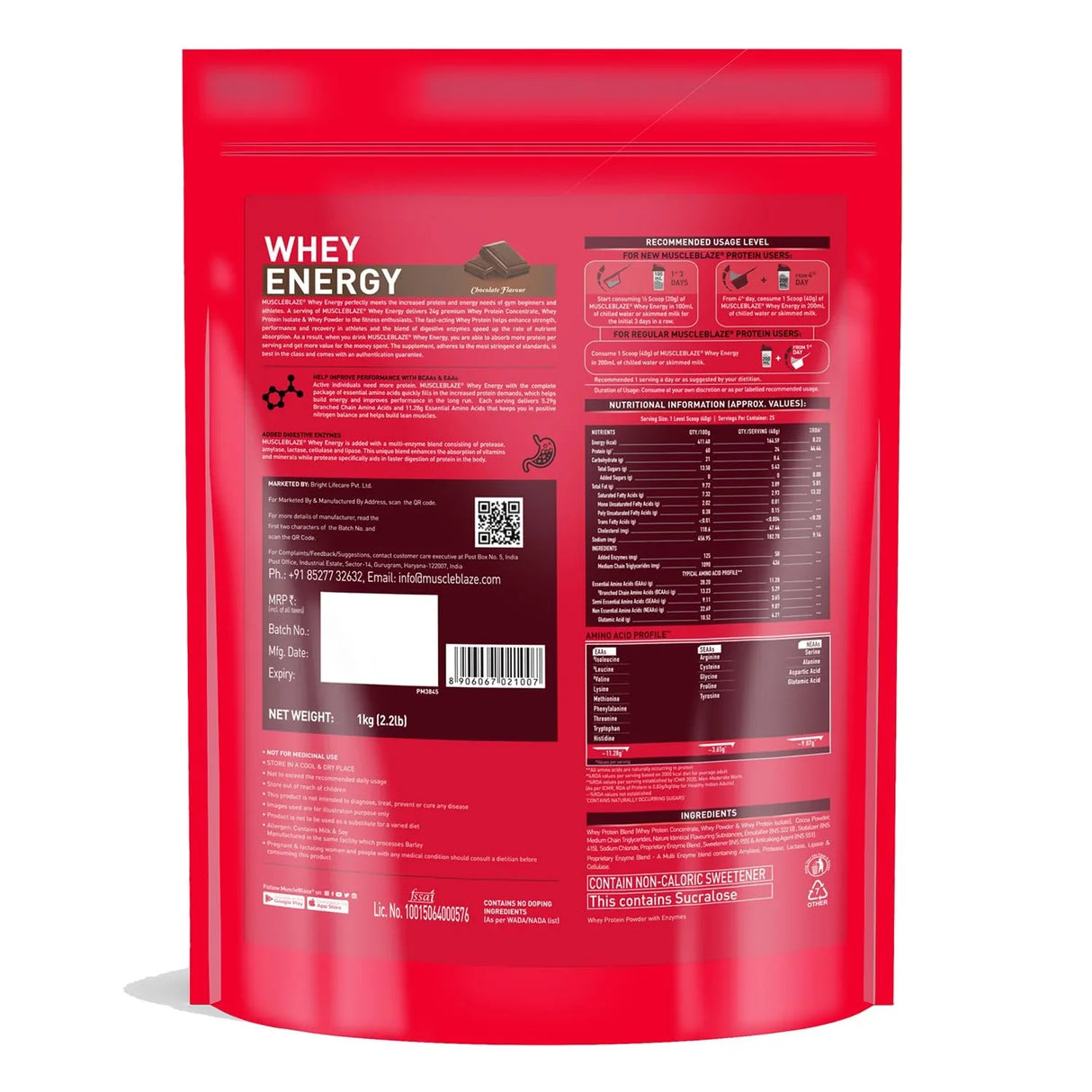 MuscleBlaze Whey Energy 100% Whey Protein Blend 2.2 Lbs