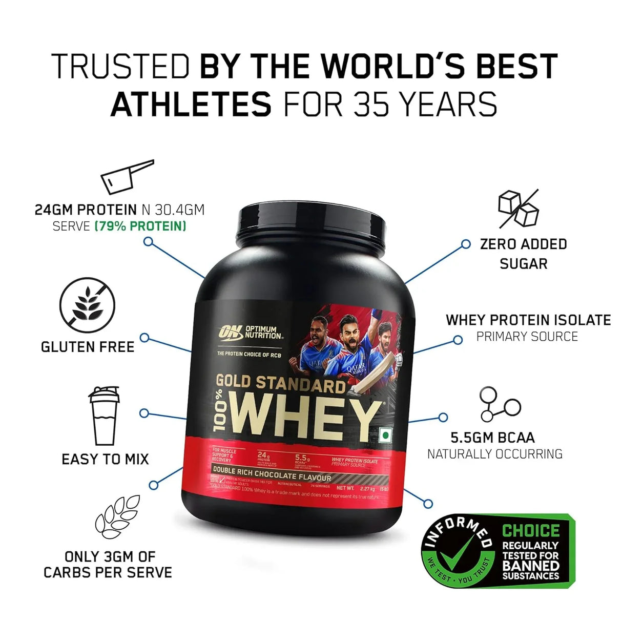 Optimum Nutrition (ON) Gold Standard 100% Whey 5 Lbs