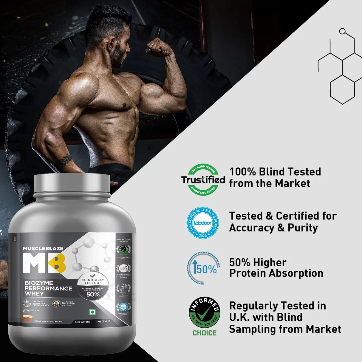 MuscleBlaze Biozyme Performance Whey - 4.4 Lbs