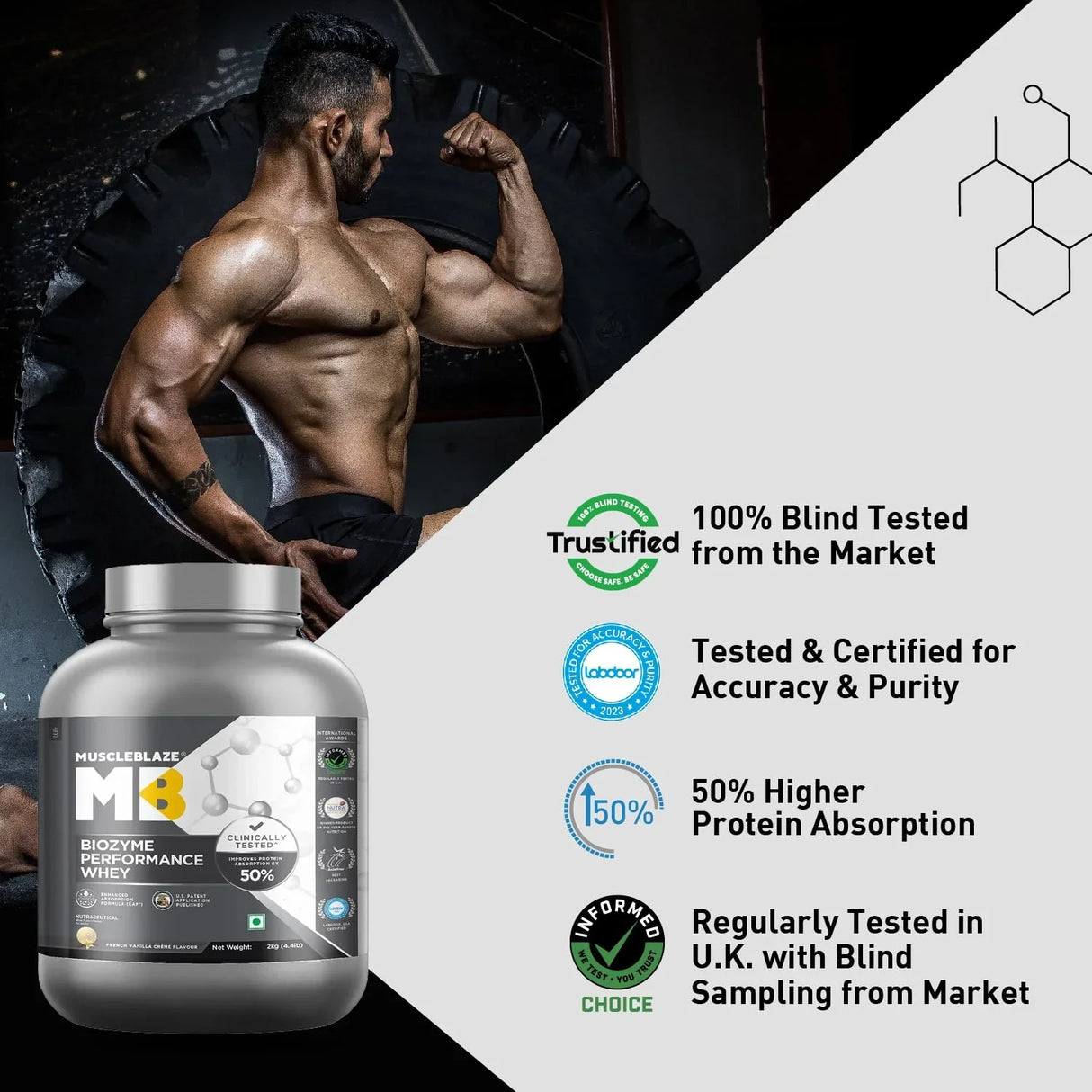 MuscleBlaze Biozyme Performance Whey - 4.4 Lbs